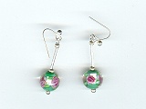 Green Silver Foil Flower Earrings - Ref: 862