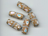 Banded Earth Lac Tube Beads - Ref: 1458