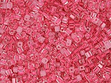 Pink Lined Cane Cube Beads - Ref: 1036