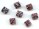 Red Marble Cube Beads - Ref: 1356